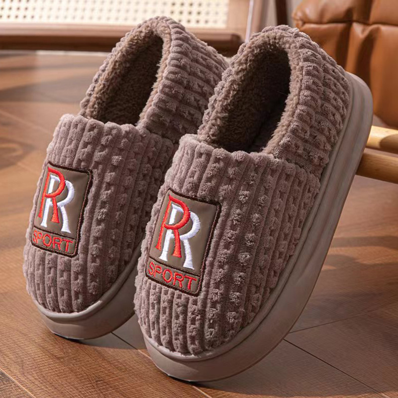 Unisex Warm Plush Lining Thick Sole Slip-On Slippers 4