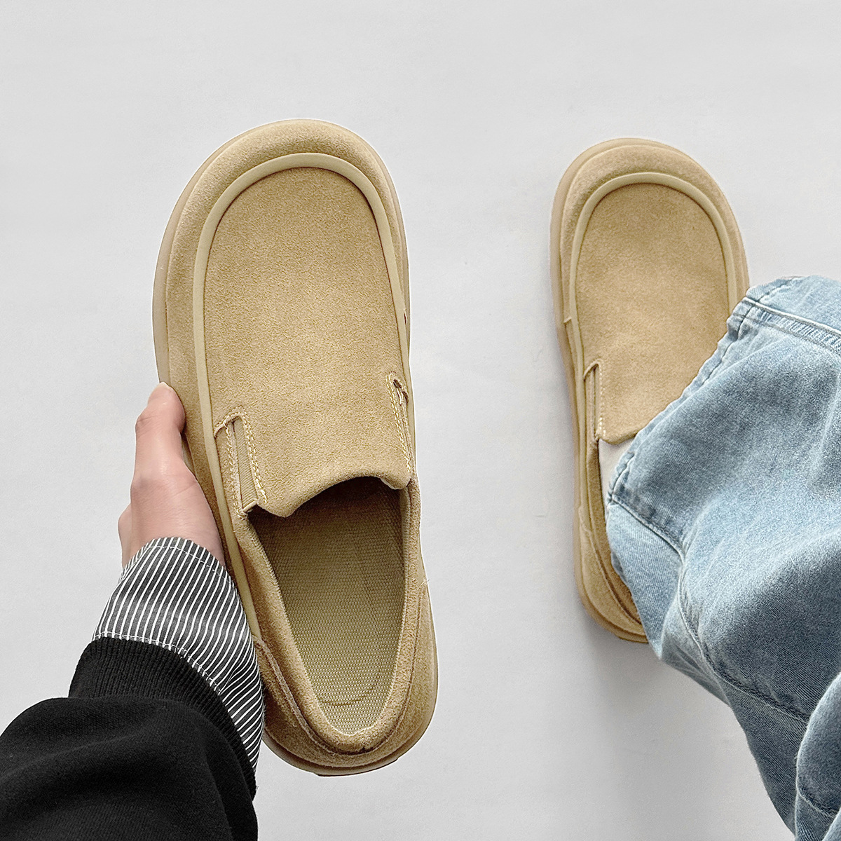 Casual slip-on herenschoenen van suède 4