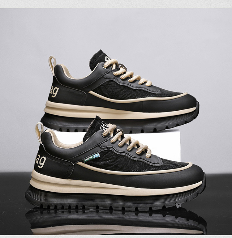 Men's Colorblock Platform Lace-Up Casual Shoes detail 11