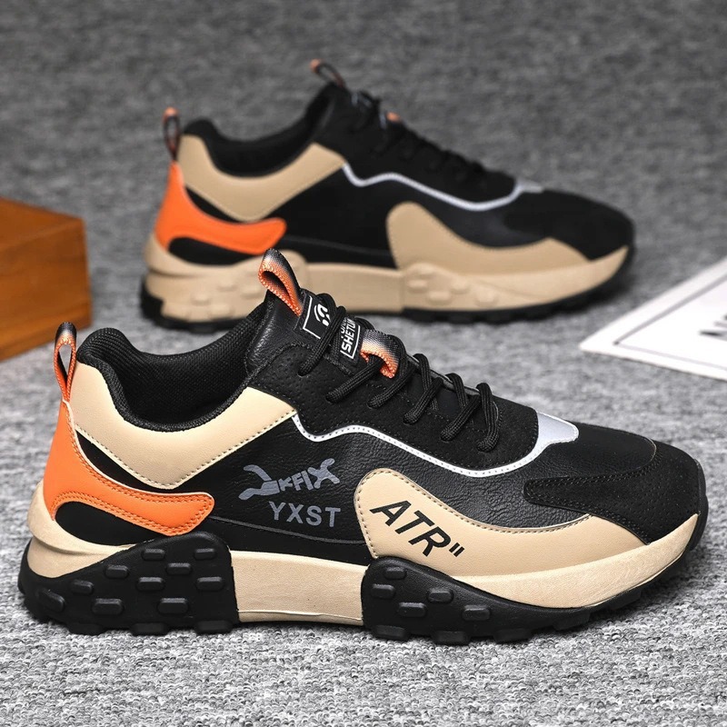 Chaussures casual pour homme à lacets et semelle amortissante, color-block 3