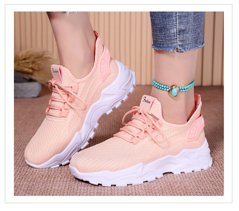 Ademende chunky platform sneakers voor dames van gebreid materiaal detail 13