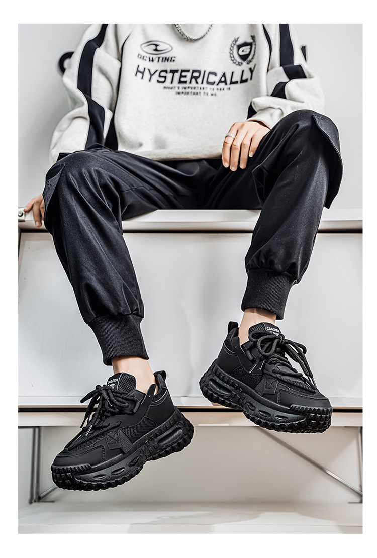 Scarpe casual da uomo traspiranti in mesh stringate con zeppa detail 9