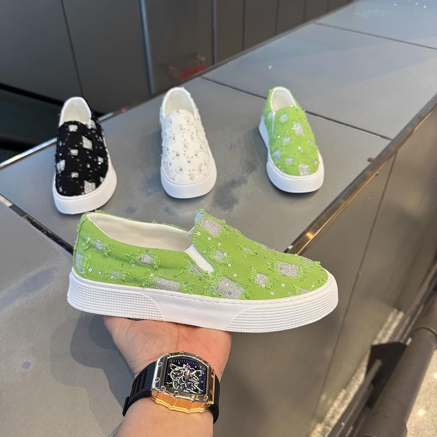 Ademende canvas slip-on casual schoenen voor dames detail 1