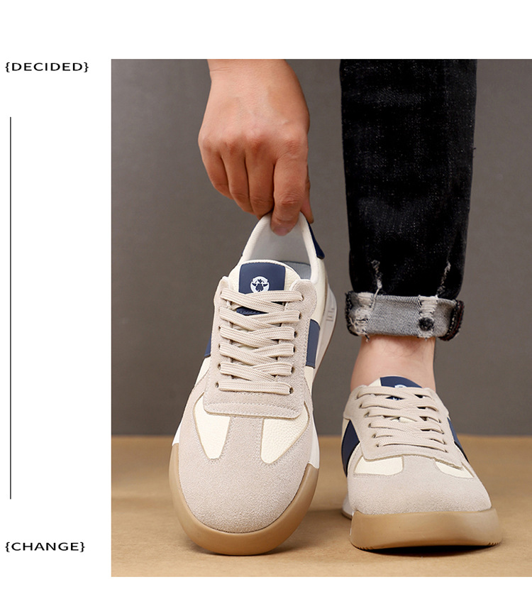 Men's Colorblock Leather Lace-Up Casual Shoes detail 3