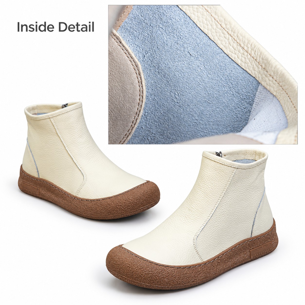 Women's Full-Grain Leather Side-Zip Ankle Boots detail 3