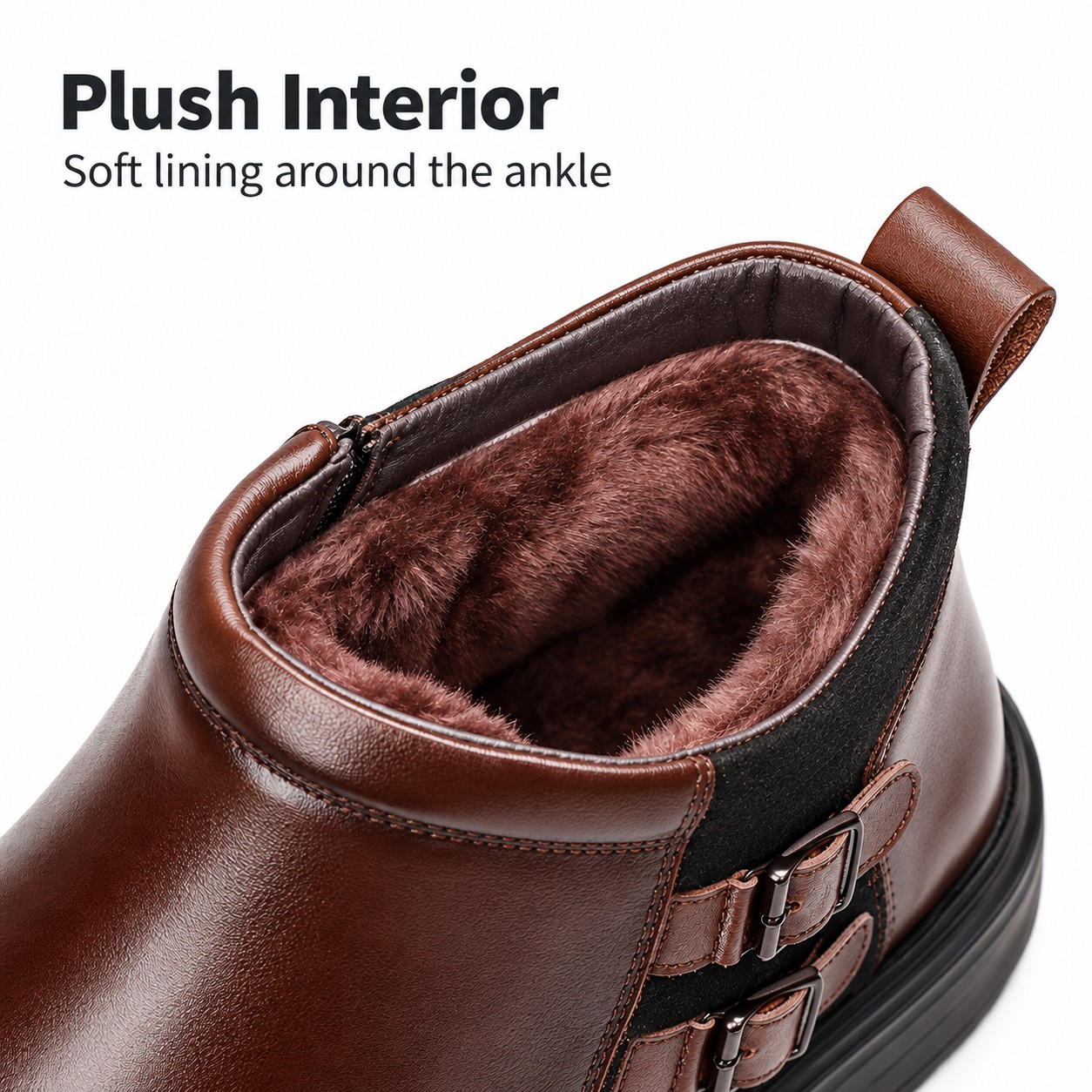 Men's Full-Grain Leather Double-Buckle Ankle Boots detail 3