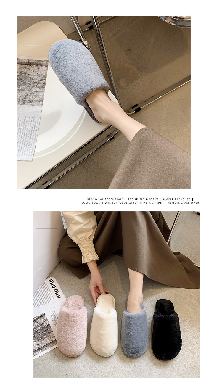 Women's Cozy Warm Plush Slip-On Slippers detail 1