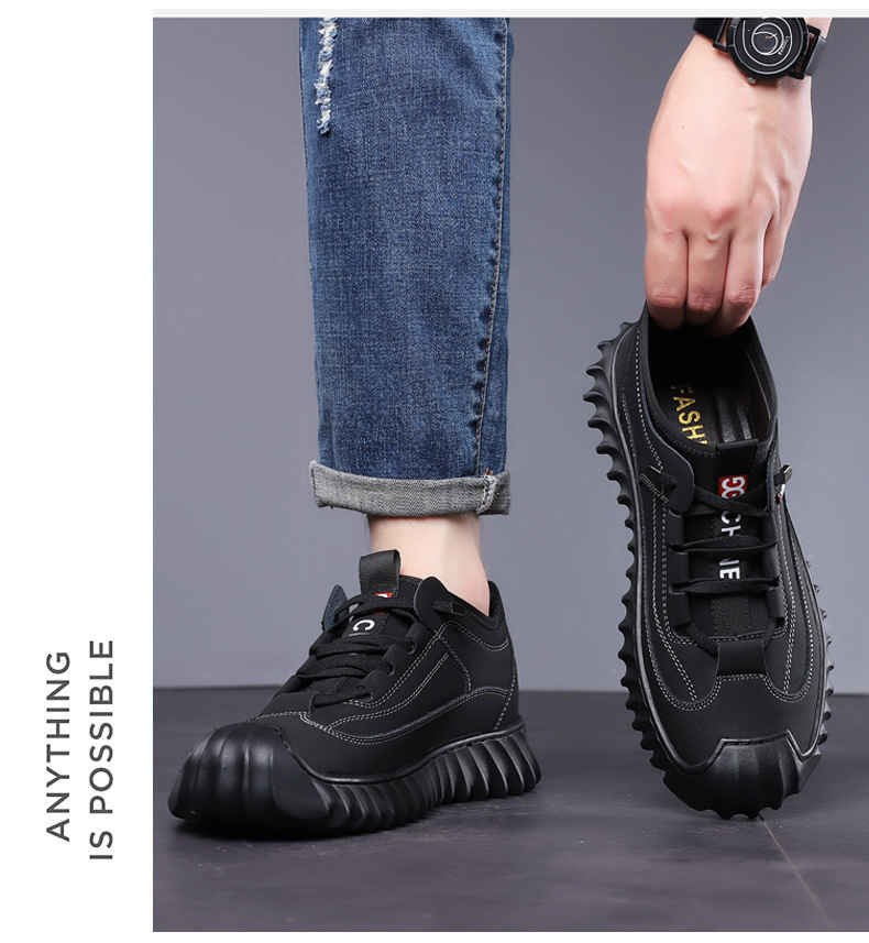 Rutschfeste PU-Leder Freizeitschuhe für Herren mit Schnürung detail 3