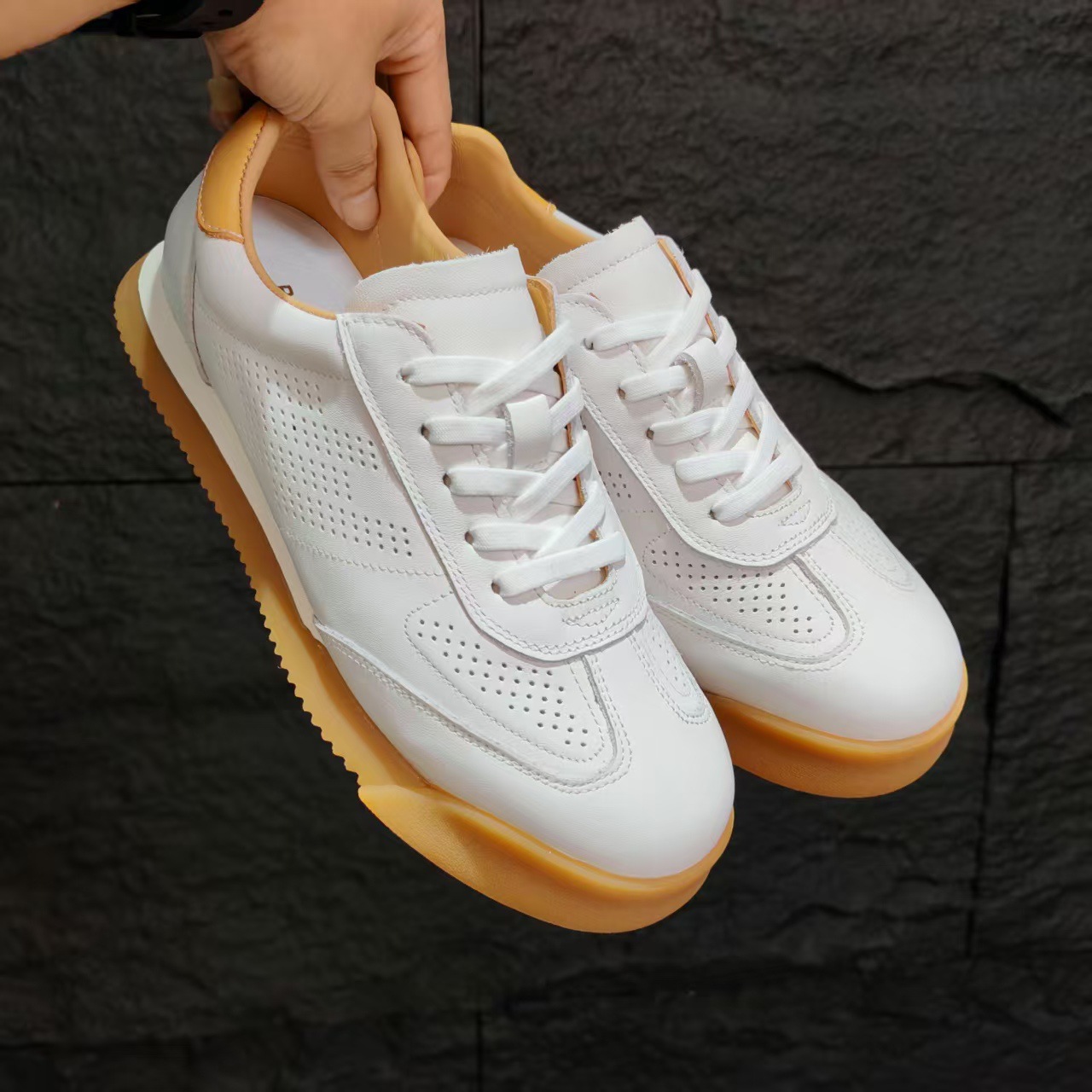 Atmungsaktive Unisex-Freizeitschuhe aus Leder mit Schnürung detail 6
