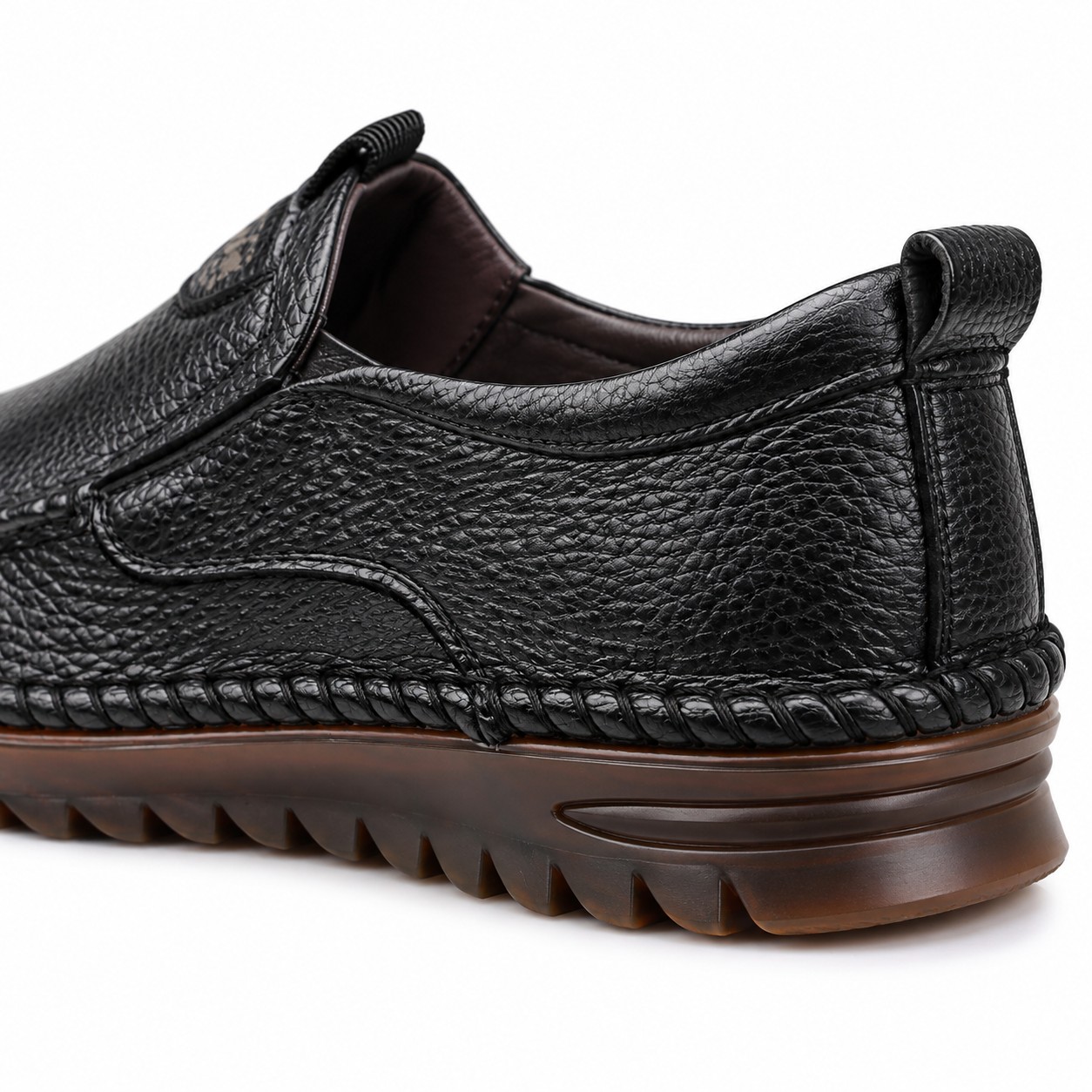 Men's Full-Grain Leather Moc-Toe Slip-On Casual Shoes 10