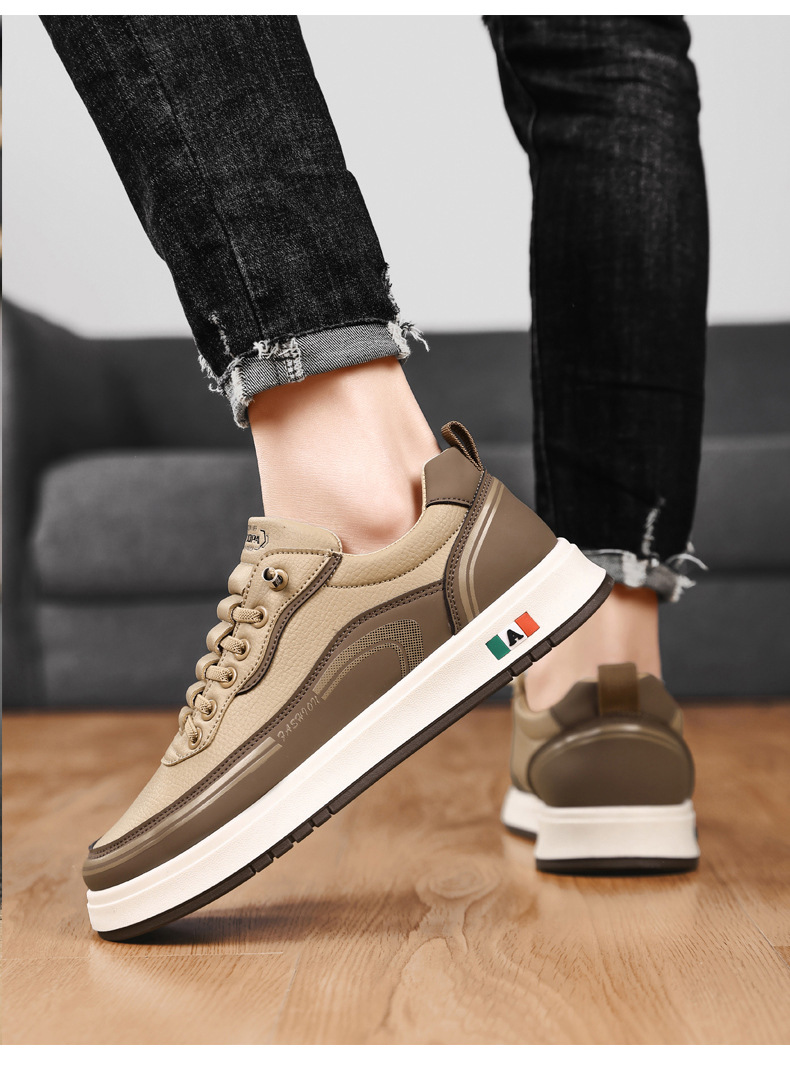 Rutschfeste PU-Leder Freizeitschuhe für Herren mit Schnürung detail 4