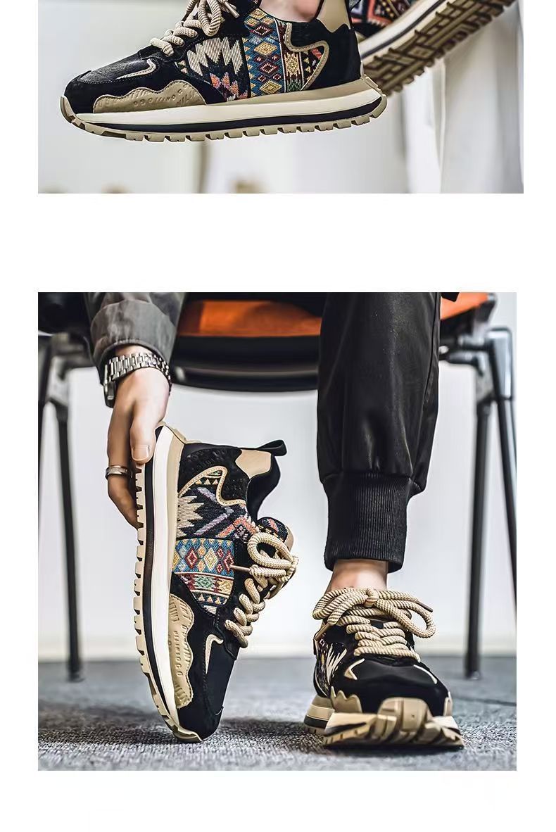 Casual herenschoenen met veters en etnisch patroon detail 19