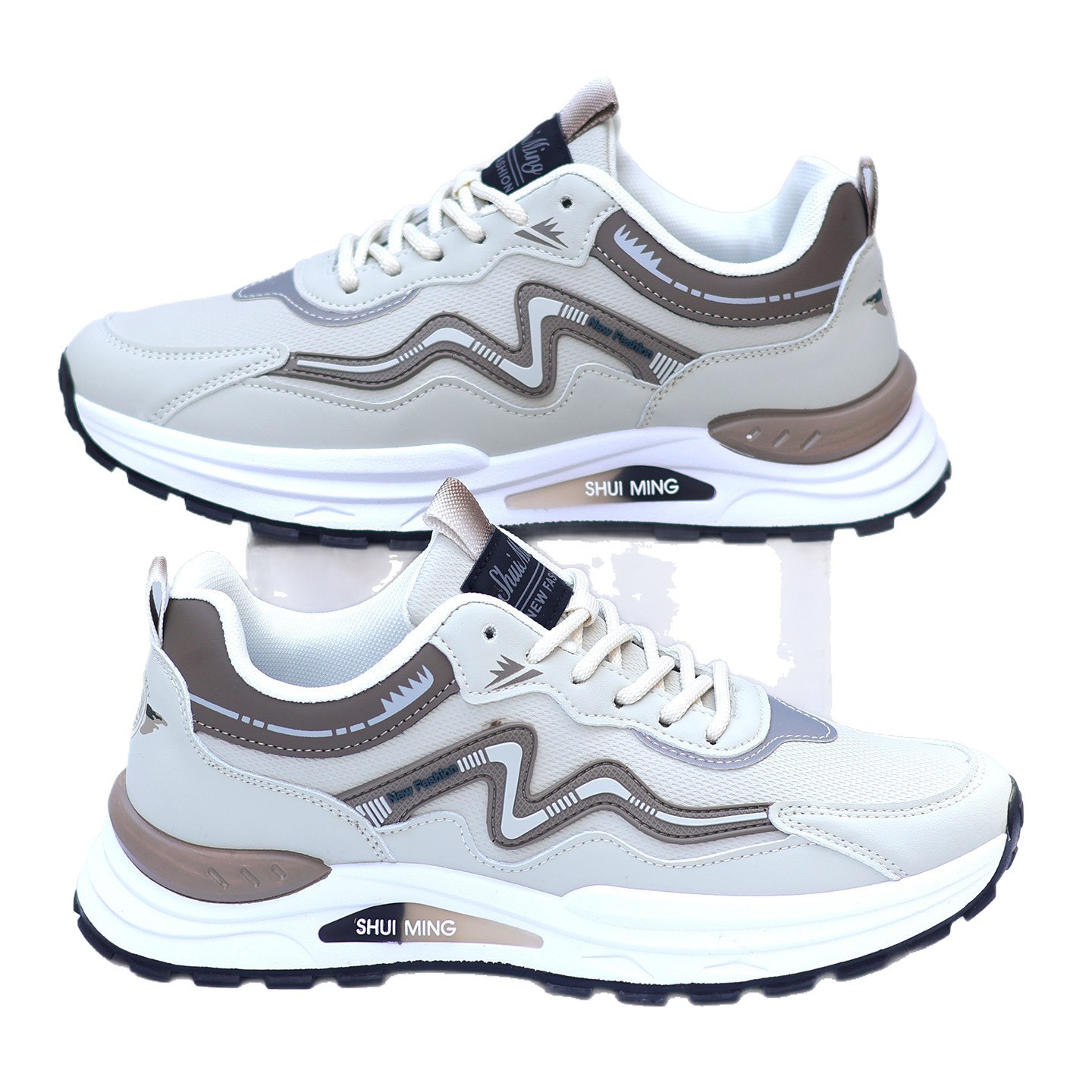 Sneakers casual da uomo traspiranti stringate con motivo color block 6