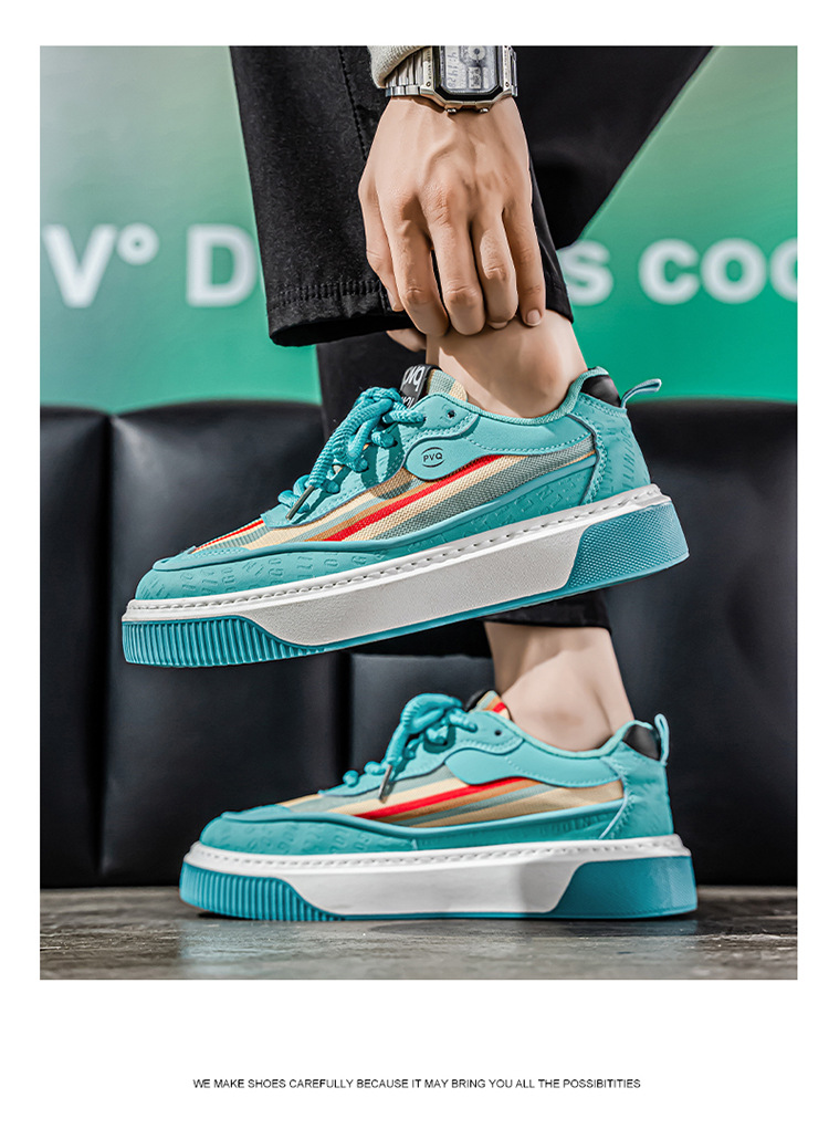 Men's Colorblock Cushioned Lace-Up Platform Casual Shoes detail 15