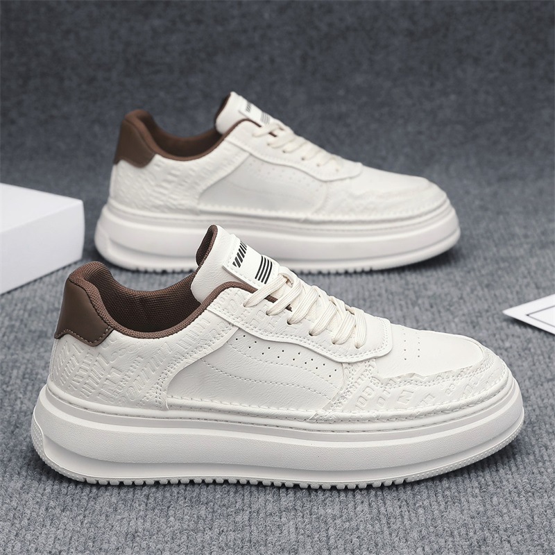Herren Plateau-Sneaker aus PU-Leder zum Schnüren