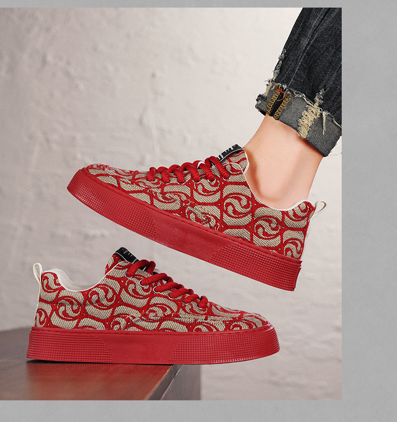 Men's Graphic Print Platform Lace-Up Casual Shoes detail 2