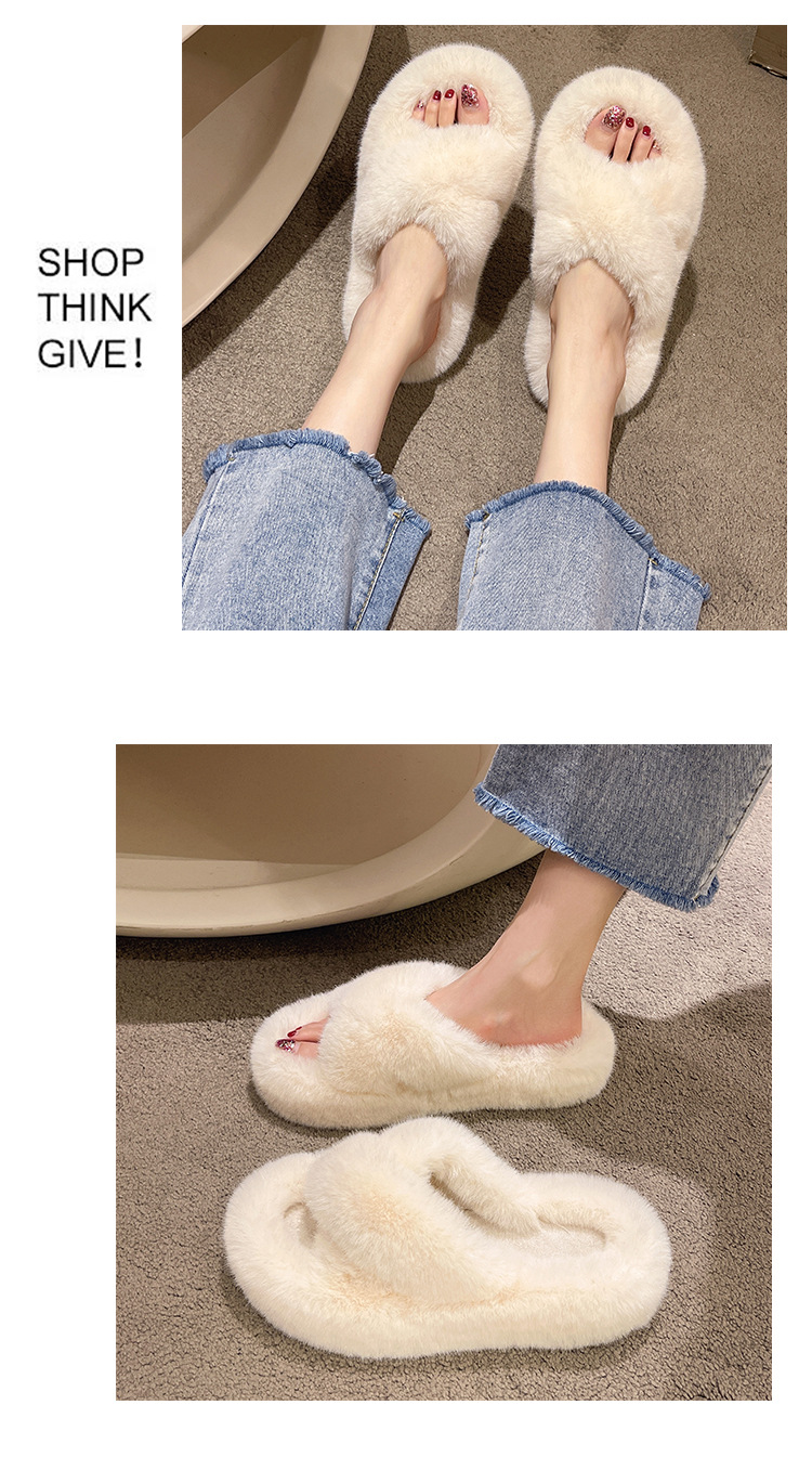 Pantofole da donna in morbido peluche con punta aperta detail 3