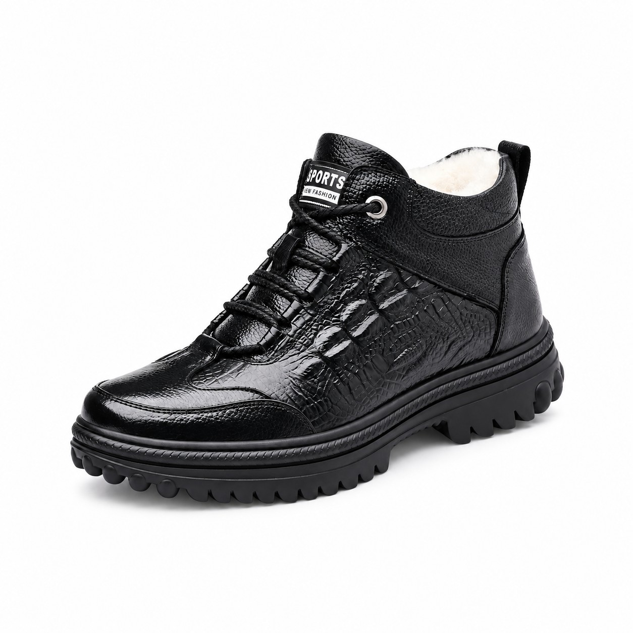 Men's Full-Grain Leather Lug-Sole Lace-Up Boots 1