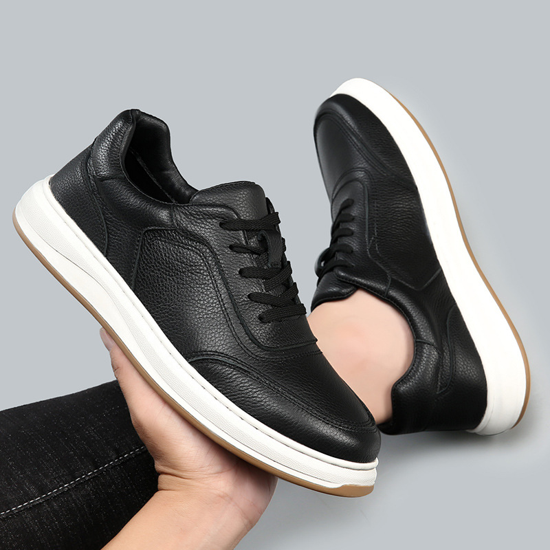 Schnürbare Plateau-Freizeitschuhe für Herren aus Leder 5