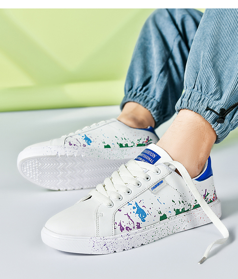 Men's Graphic-Print PU Leather Lace-Up Casual Sneakers detail 13