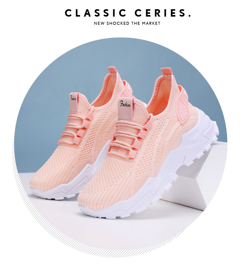 Ademende chunky platform sneakers voor dames van gebreid materiaal detail 11
