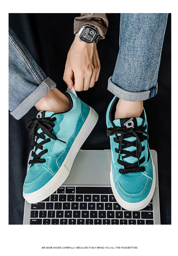 Men's Colorblock Lace-Up Casual Skate Shoes detail 9