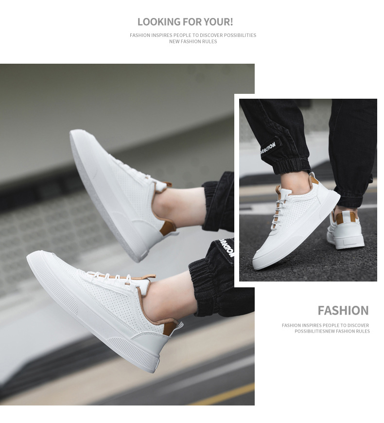 Men's Breathable Perforated Lace-Up Casual Shoes detail 1