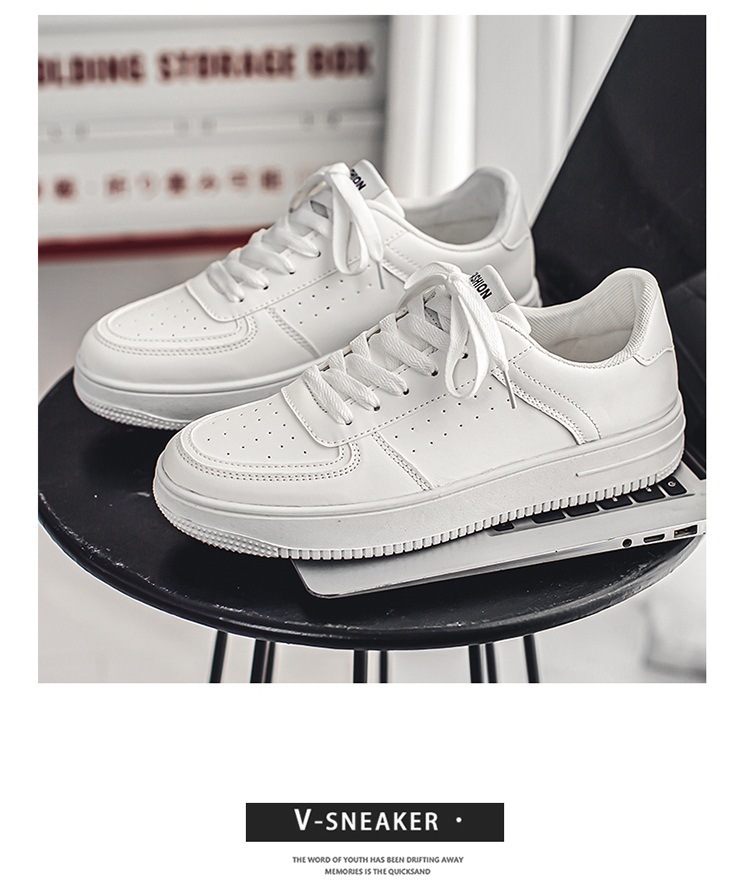 Men's Breathable PU Leather Lace-Up Sneakers detail 2