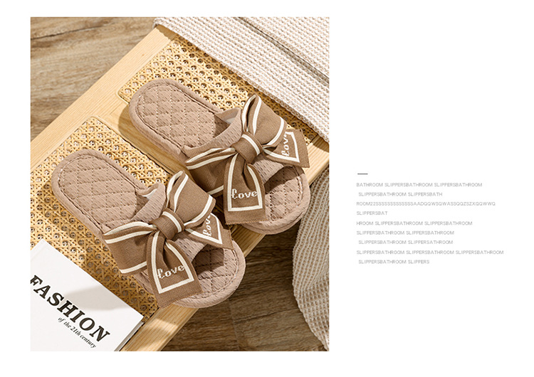 Women's Bowknot Open-Toe Cotton Fabric Slippers detail 7