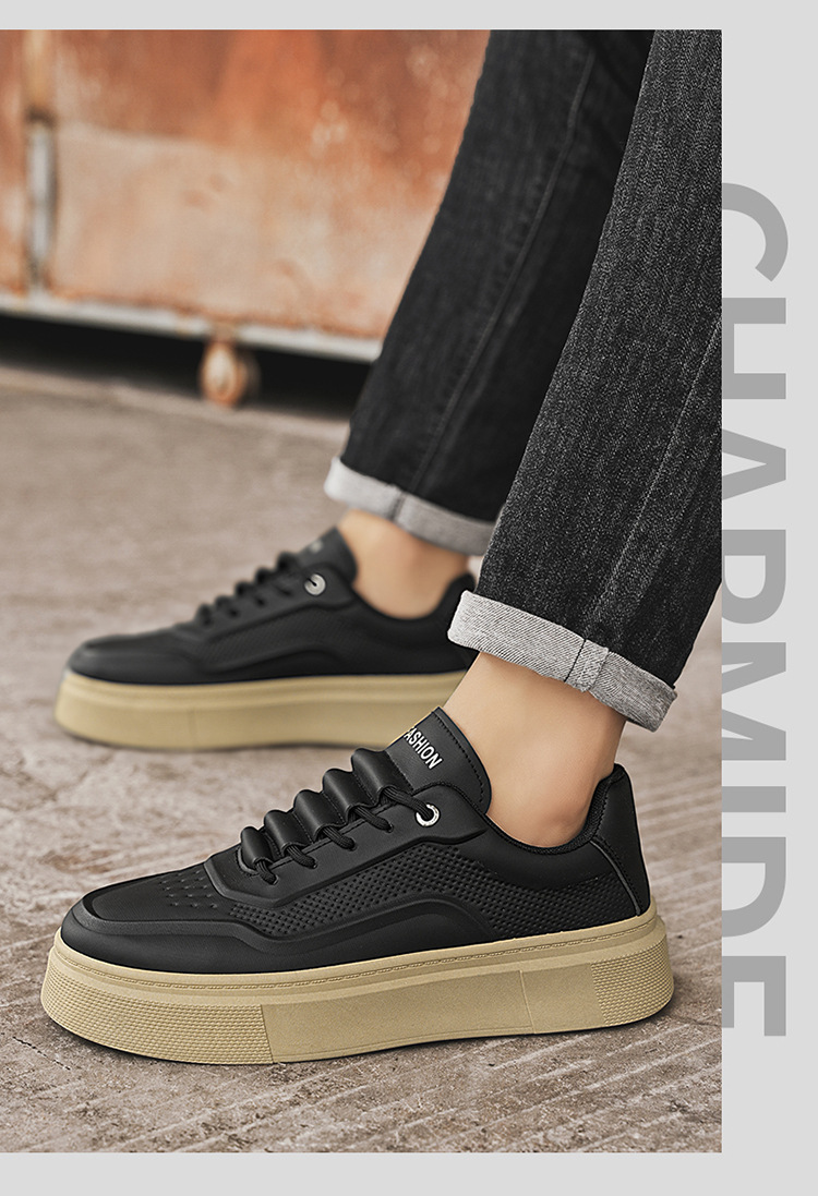 Klobige Schnür-Sneaker für Herren mit Plateausohle, Freizeitschuhe detail 9