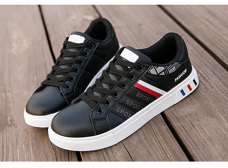 Chaussures casual à lacets à rayures en cuir PU pour hommes detail 6