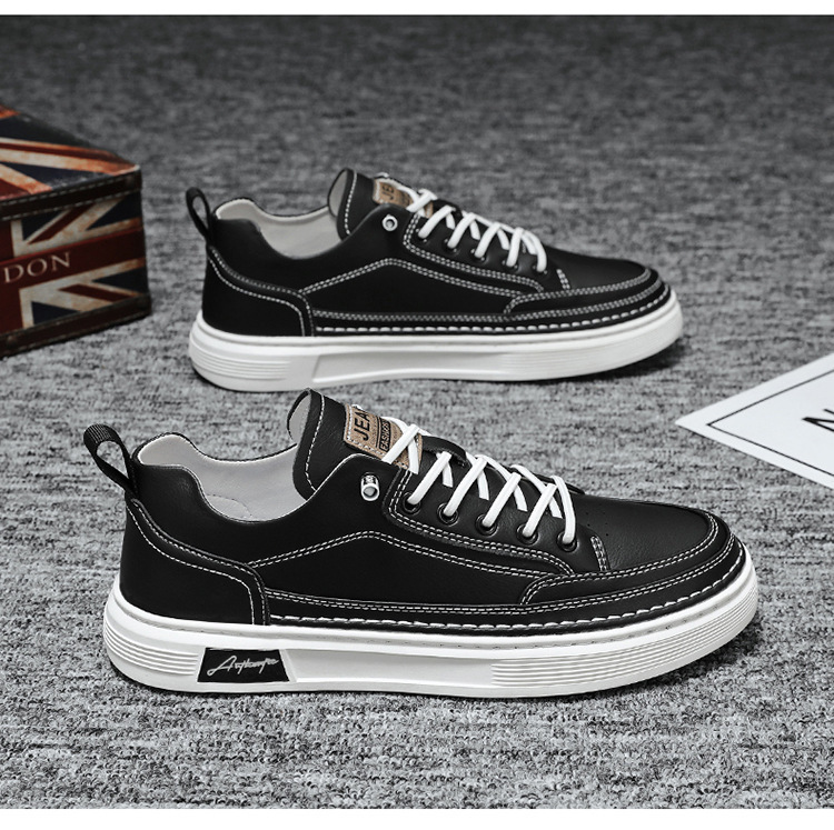 Herren Freizeitschuhe aus PU-Leder Rutschfeste Sneaker zum Schnüren detail 5
