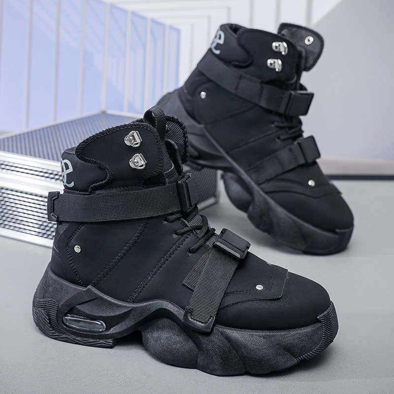 Gepolsterte High-Top-Freizeitschuhe für Herren mit Schnallen 3