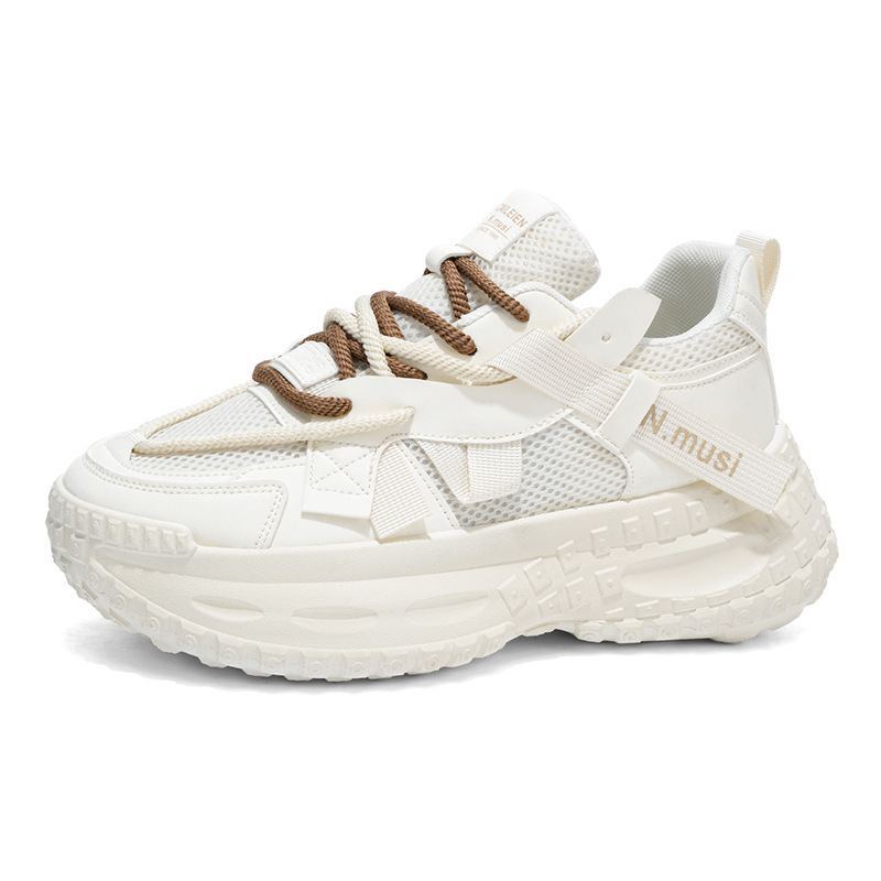Scarpe casual da uomo traspiranti in mesh stringate con zeppa 6