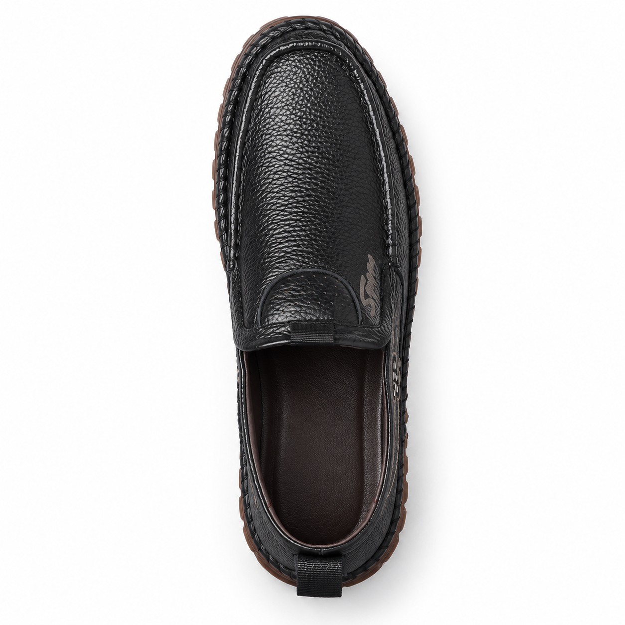 Men's Full-Grain Leather Elastic-Gore Slip-On Casual Shoes 5
