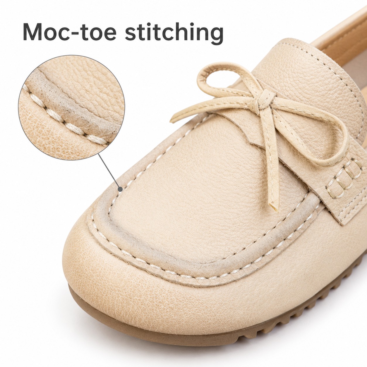 Women's Full-Grain Leather Bow Moccasin Flats detail 2