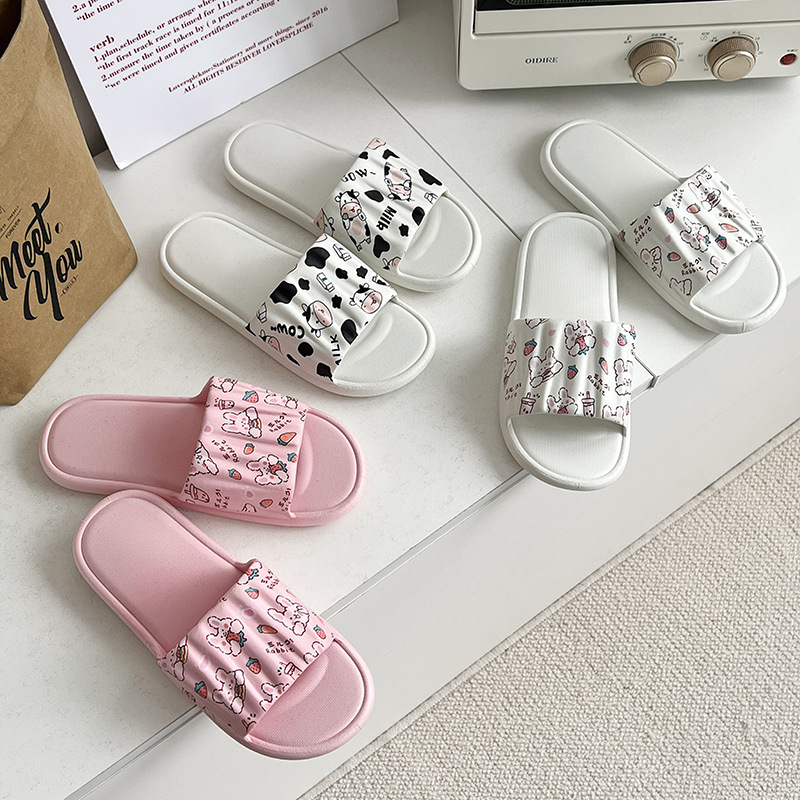 Chaussons légers à imprimé graphique et bout ouvert pour femme en PVC