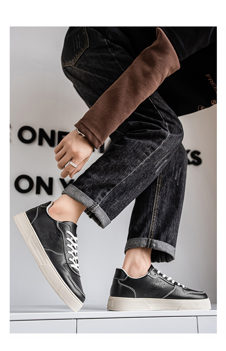 Men's Breathable PU Leather Lace-Up Casual Shoes detail 11