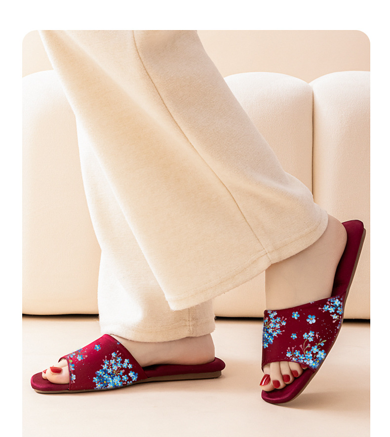 Pantofole da donna floreali a punta aperta con suola ammortizzata detail 8