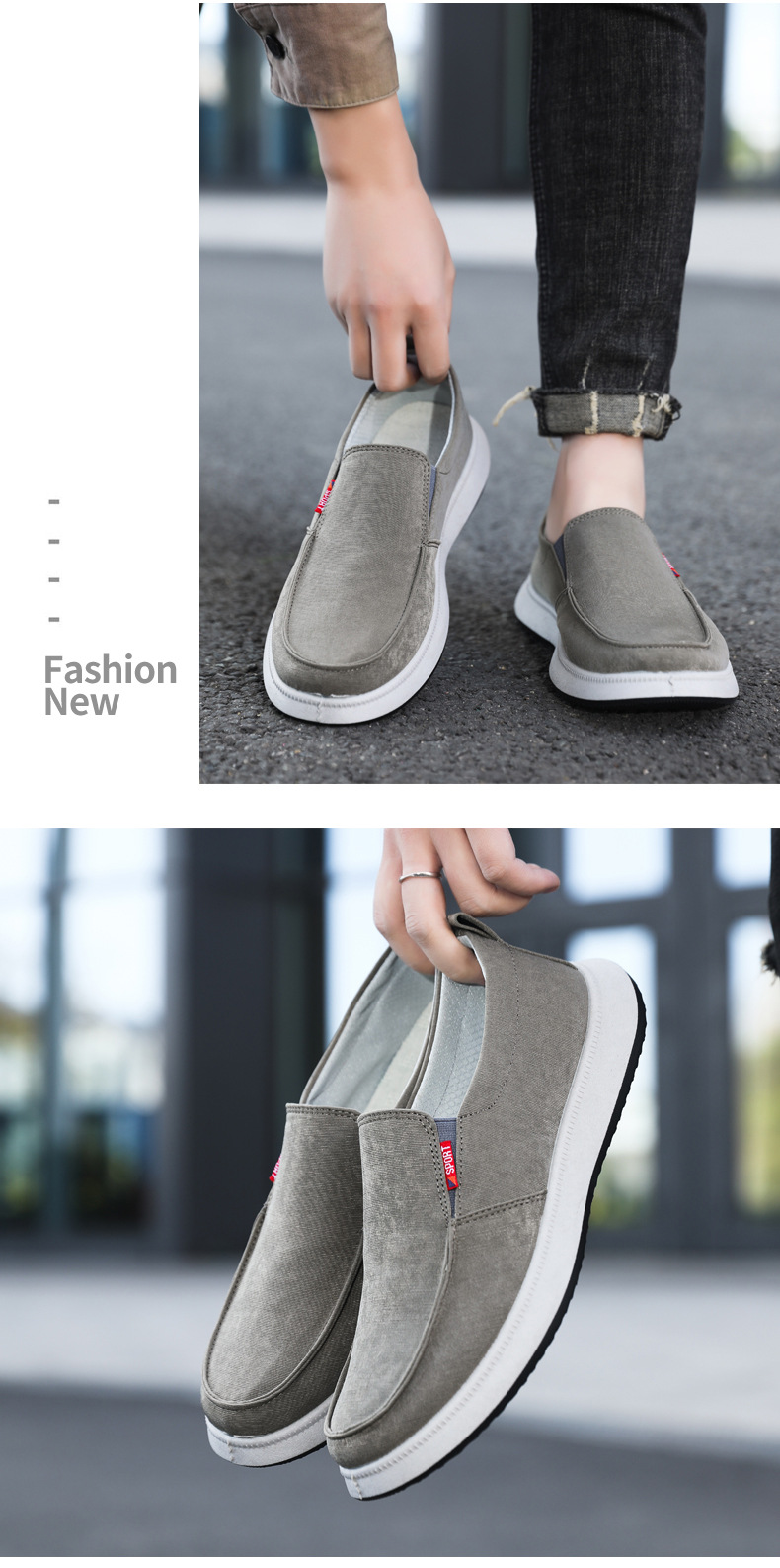 Men's Breathable Canvas Slip-On Casual Shoes detail 12