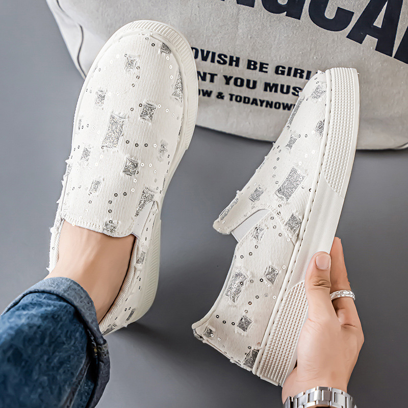 Herren Slip-On Canvas-Freizeitschuhe mit Plateau 5