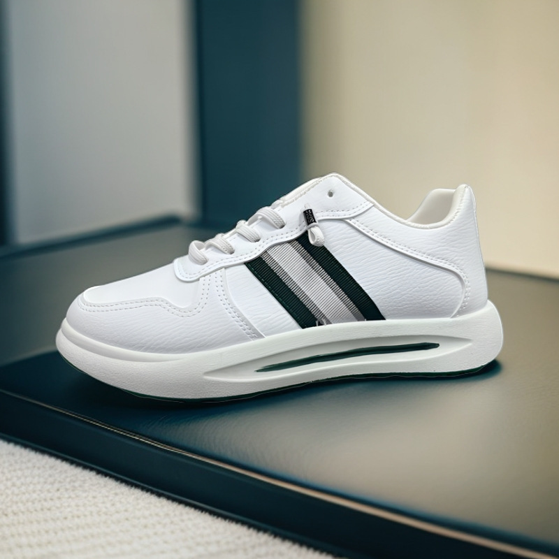 Men's Striped Lace-Up PU Leather Casual Sneakers detail 9