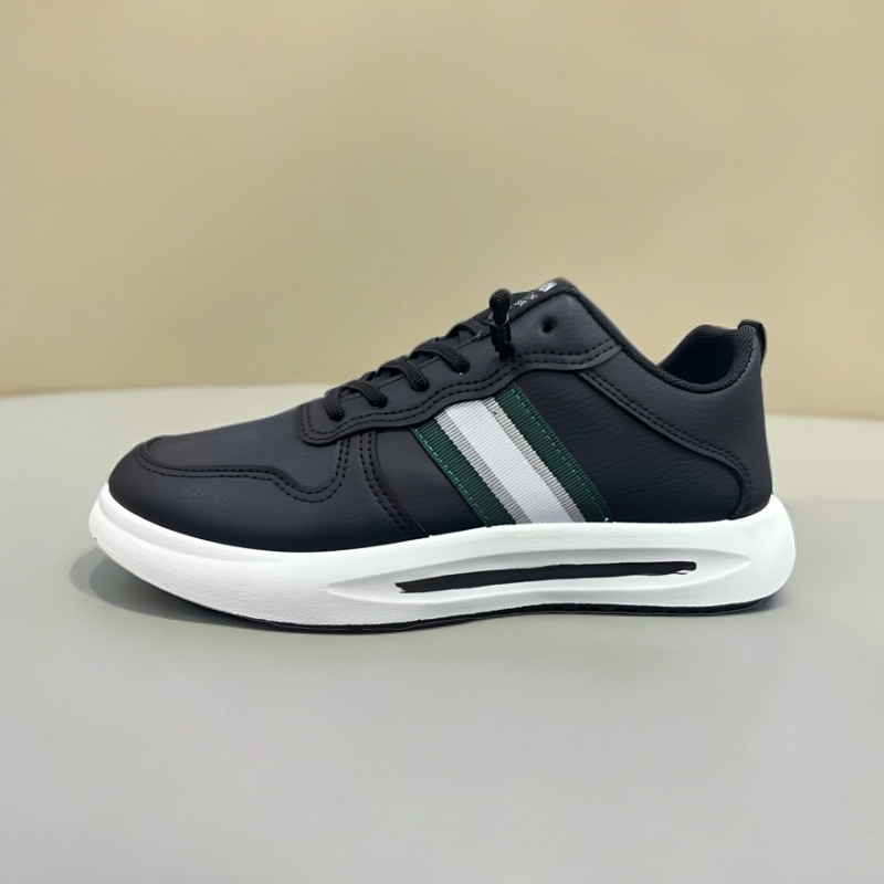 Men's Striped Lace-Up PU Leather Casual Sneakers detail 13