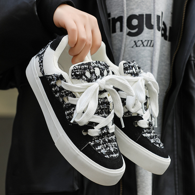 Unisex Colorblock Platform Lace-Up Skate Shoes 5