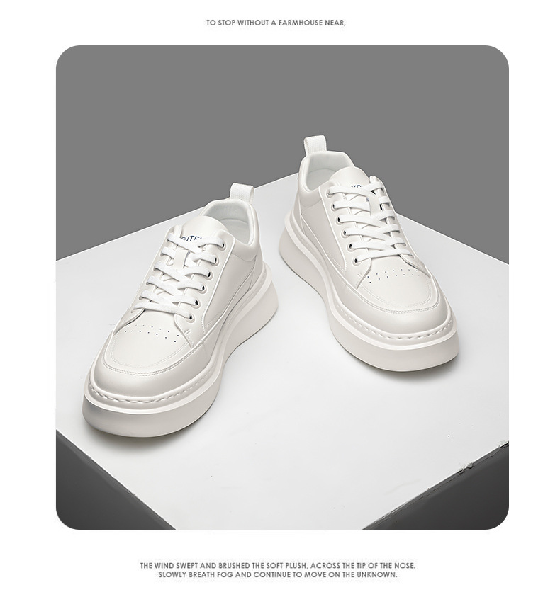 Einfarbige Plateau-Freizeitschuhe aus Leder für Herren detail 6