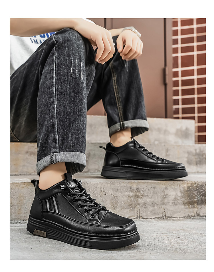 Rutschfeste PU-Leder-Freizeitschuhe für Herren detail 9