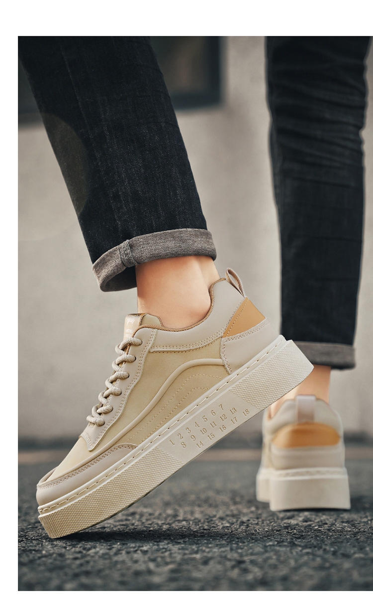 Herren Plateau Freizeitschuhe zum Schnüren aus PU-Leder detail 2