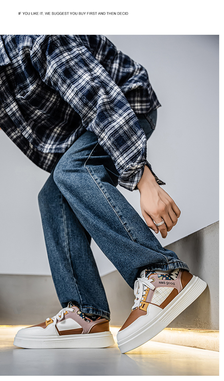 Baskets casual à plateforme et lacets pour hommes style color-block detail 16