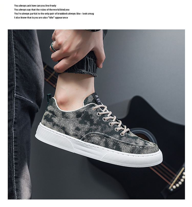 Men's Breathable Canvas Lace-Up Platform Casual Shoes detail 8