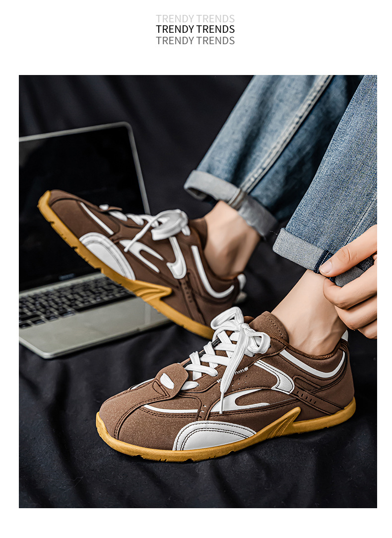 Zapatos casuales de hombre con cordones, transpirables y colorblock detail 12